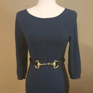 Ann‎ Taylor-Forest Green/Black Color Block Dress